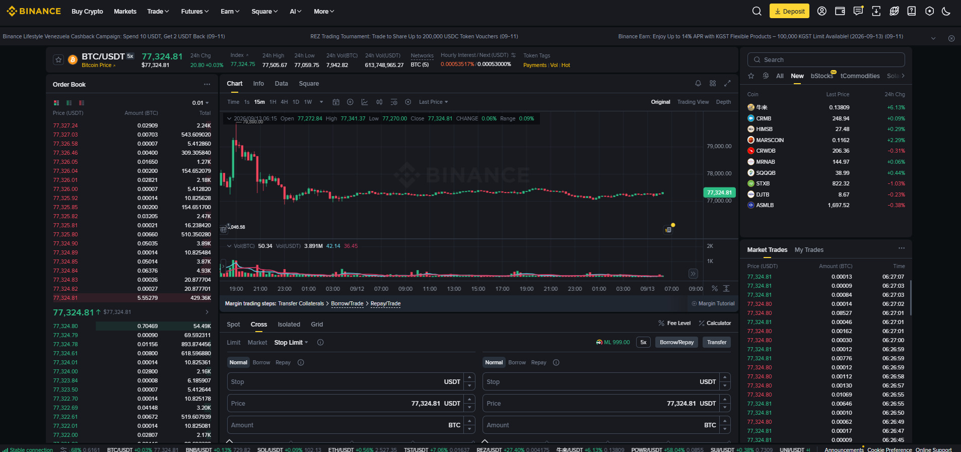Binance Margin Trading Interface