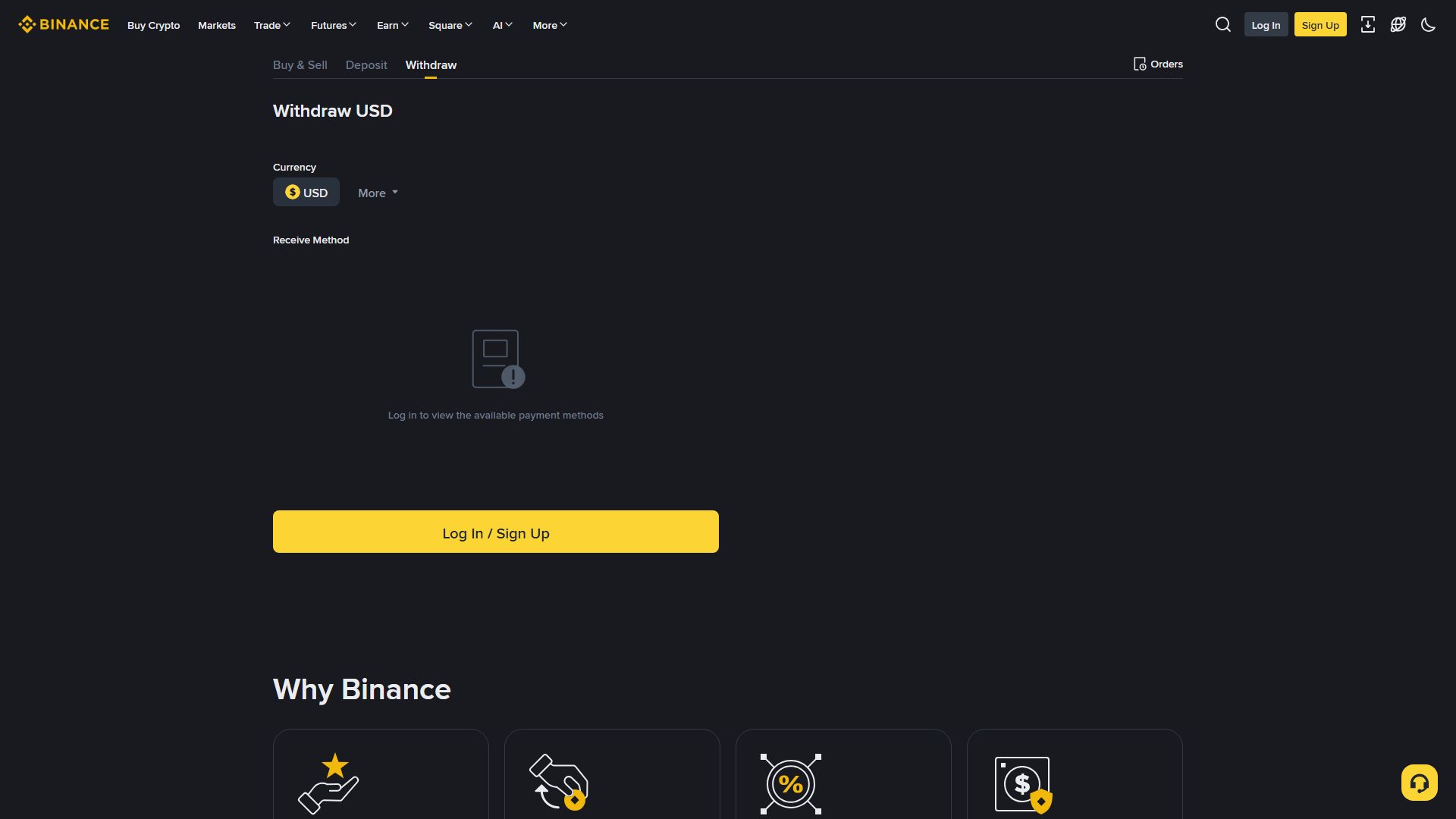 Binance Withdraw Page